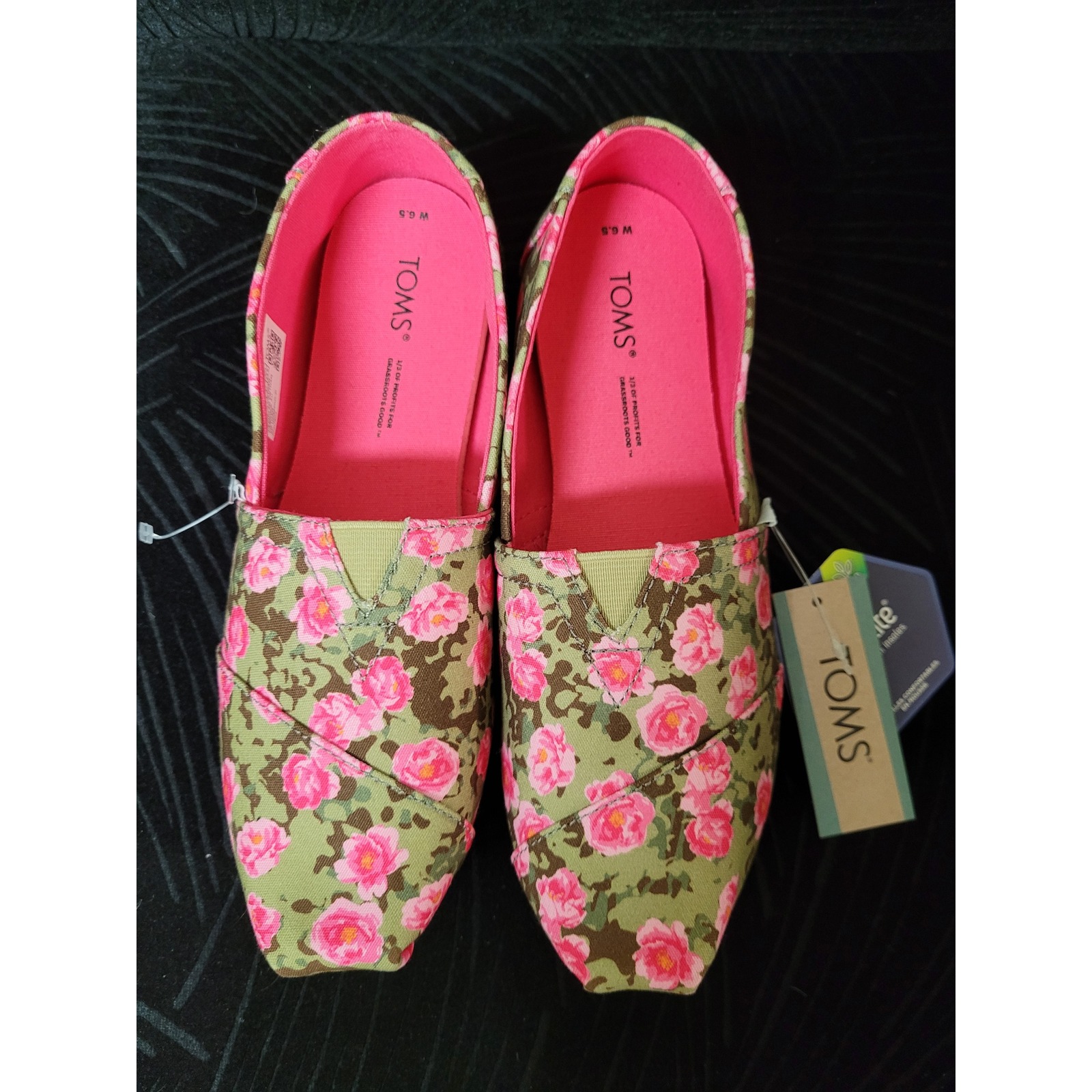 Toms Alpargata Cedar Green Floral Camo Print Womens Shoes Size 6.5